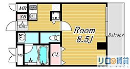 グラスロード新大阪 1Kの間取図画像