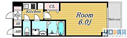 エスレジデンス新大阪ガーデン 1Kの間取図画像