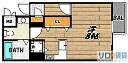 シャトレ上新庄 1Kの間取図画像