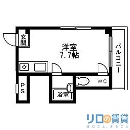 新大阪ハイツ ワンルームの間取図画像