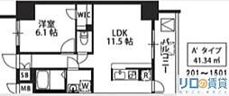 S-RESIDENCE新大阪駅前 1LDKの間取図画像