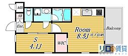 レジディア新大阪 ワンルームの間取図画像