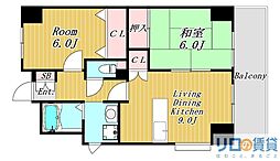 ドムール三国2番館 2LDKの間取図画像