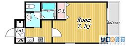 ルミエール新大阪 1Kの間取図画像