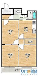 新大阪末広第1ハイツ 3DKの間取図画像
