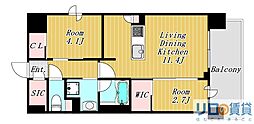シーズンフラッツ新大阪SOUTH 1SLDKの間取図画像