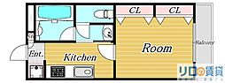 サンフラッツ新大阪別館 1Kの間取図画像