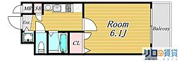 プレサンス新大阪クレスタ ワンルームの間取図画像