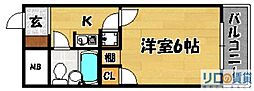 トーカン東淀川キャステール 1Kの間取図画像