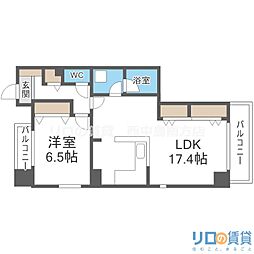 アクアスイート新大阪 1LDKの間取図画像
