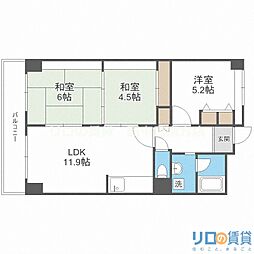 パルハセトン十三 3LDKの間取図画像