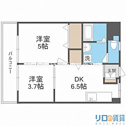 メティス有馬 2DKの間取図画像