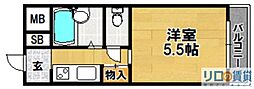 サンライト上新庄 1Kの間取図画像