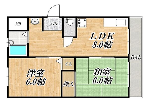 リアライズ平野本町 D-1｜大阪府大阪市平野区平野本町5丁目(賃貸マンション2LDK・1階・45.00㎡)の写真 その2