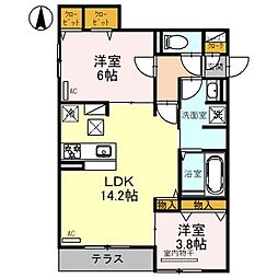 Clashist平野西West 1階2LDKの間取り