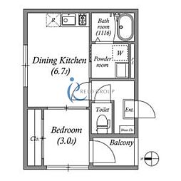 ハーモニーテラス西今川 1DKの間取図画像