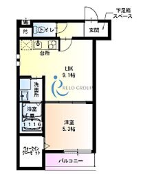 フジパレス加美東II番館 1LDKの間取図画像