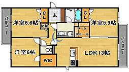 メゾンドパラディーゾ 3LDKの間取図画像