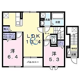 照ヶ丘2丁目アパート 2LDKの間取図画像