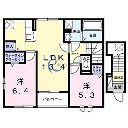 照ヶ丘2丁目アパート 2LDKの間取図画像