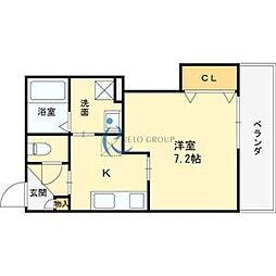 西今川共同住宅 1Kの間取図画像