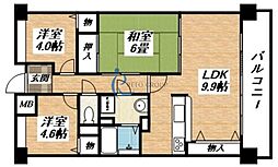 平野元町日興マンション 3LDKの間取図画像