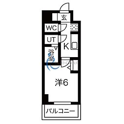 スプランディッド天王寺パークサイド 1Kの間取図画像
