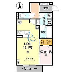 トリシア今川 1LDKの間取図画像