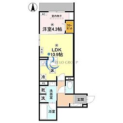 トリシア今川 1LDKの間取図画像