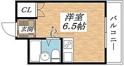 シャトー平野 ワンルームの間取図画像