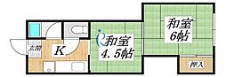 喜連マンション 2Kの間取図画像