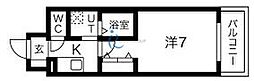 アーバンパーク田辺 1Kの間取図画像