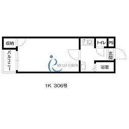 S.K.グリーンハイツ 1Kの間取図画像