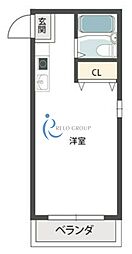 ゆうハイツ流町 ワンルームの間取図画像