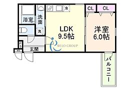 大阪市東住吉区今川7丁目アパート 1LDKの間取図画像