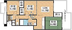 ピカソ平野 3DKの間取図画像