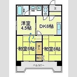 モンリベルテ天王寺 3DKの間取図画像