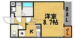 フジパレス駒川中野 1Kの間取図画像