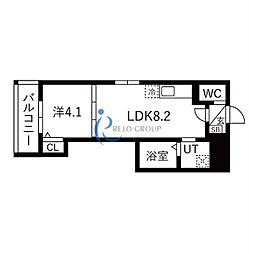 F asecia laso 1LDKの間取図画像