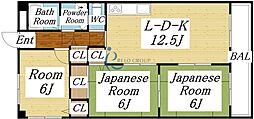 ブルースカイ 3LDKの間取図画像