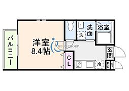 フジパレス喜連西 1Kの間取図画像