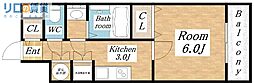 CITYSPIRE平野 1Kの間取図画像