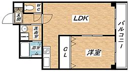 スチューデント平野 1LDKの間取図画像