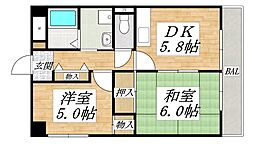 サンロイヤル 2DKの間取図画像