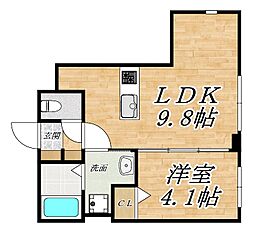 大阪市東住吉区住道矢田5丁目マンション 1LDKの間取図画像