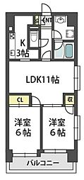 スタシオン鴫 2LDKの間取図画像