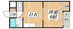 エレガントコーポラス 1DKの間取図画像