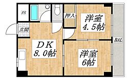 ハーベスト 2DKの間取図画像