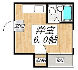 グレースハイツ城南 ワンルームの間取図画像