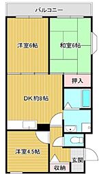 ヒューマニティープラザF 3DKの間取図画像